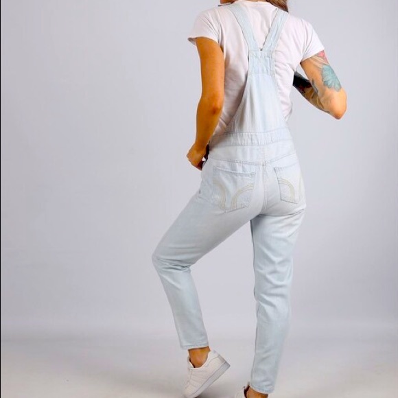 HOLLISTER Crop Boyfriend Denim Overalls Skinny M - Picture 2 of 8